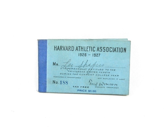 1926 -1927 Harvard Athletics Season Ticket Book Unused Tickets. Only Three