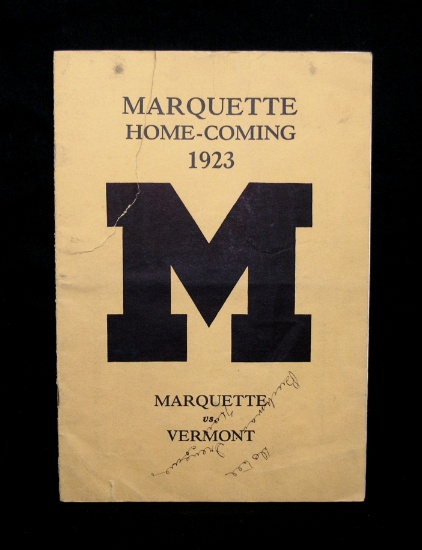 1923 Marquette Home-Coming Game Program Marquette vs Vermont. Tear And Writ