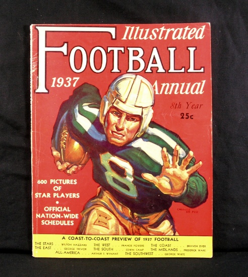 1937 Football Illustrated Annual Publication 8th Year. Nice Bright Cover. C