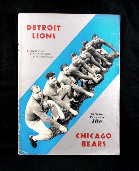 1939 Detroit Lions vs Chicago Bears Footrball Game Program November 12, 193