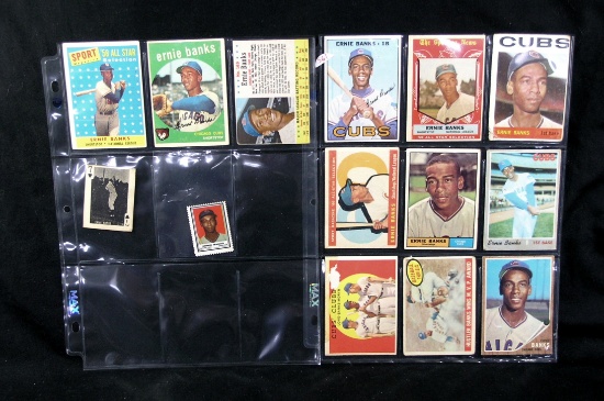 (14) Misc. Low Grade Ernie Banks Baseball Cards.