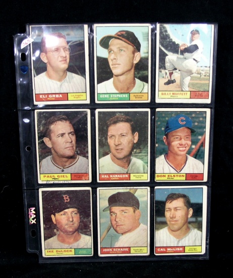 (9) 1961 Topps Baseball Cards.