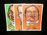 (3) 1968 Tasco NFL Players Caricature Posters all from Green Bay Packers: W