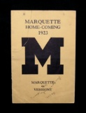 1923 Marquette Home-Coming Game Program Marquette vs Vermont. Tear And Writ