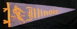 1920's Rare university Of Illinois Red Grange Felt Pennant Tip Damage (See