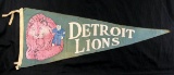 1940s Detroit Lions  Felt Pennant.  Some Damage (See Photos)   11-1/2' x 28