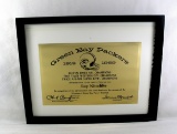 Framed Original Ray Nitschke Certificate Presented to Him for his Participa