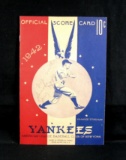 1942 New York Yankees Official Score Card vs Cleveland Indians. Has Been Sc