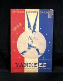 1942 New York Yankees Official Score Card vs Washington Senators. Has Been