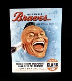 1955 Milwaukee Braves Official Score Card vs Brooklyn Dodgers. Has Been Sco