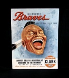 1955 Milwaukee Braves Official Score Card vs New York Giants. Has NOT Been
