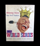 1957 World Series Official Program Milwaukee Braves vs New York Yankees at
