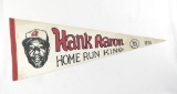 1974 Hank Aaron 715 Home Run King Pennant. Has Some Soilked areas Few Folds