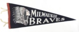 1950s Milwaukee Braves Pennant. Very Good/Excellent Condition. Nice Colors.