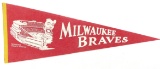 1950s Milwaukee Braves (Red) County Stadium Pennant. Very Good/Excellent Co