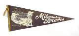 1950s Milwaukee Braves (Purple) County Stadium Pennant. 