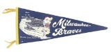 1950s Milwaukee Braves (Blue) County Stadium Pennant. 