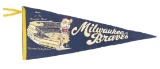 1950s Milwaukee Braves (Blue) County Stadium Pennant. 