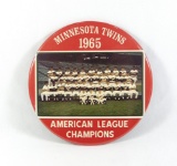 Large 1965 Minnesota Twins American League Champions Button.  6