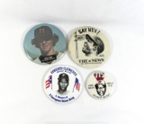 (4) Misc Baseball Button Lot: Robin Yount, Hank Aaron 715 HRs, In Memory of