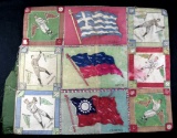 (9) 1914 B18 Felt Tobbaco Sports & Flag Blankets. Sewn Together.