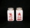 Vintage Hazel Atlas Milk Glasss Red Dutch Skater Salt & Pepper Shaker Set.