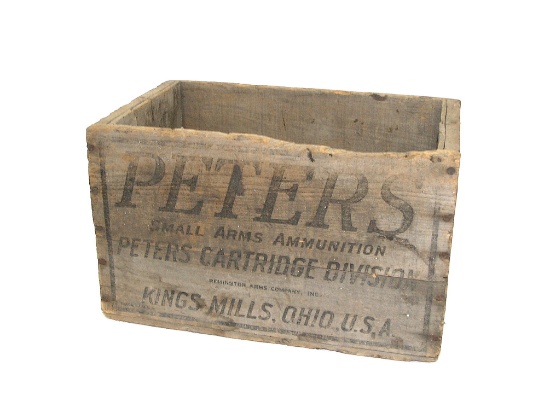 Early Century Peters Small Arms Wood Ammo Box by Remington Arms Company Kin