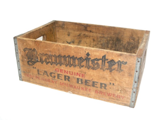 Early Century Braumeister Lager Beer Wood Crate by Milwaukee Indpendent Bre