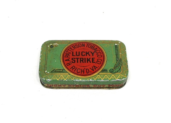 Vintage "Lucky Strike" Cut Plug Tobacco Tin. R.A. Patterson Tobacco Co. of