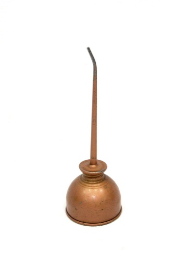 Vintage 1960's Small Metal Thumb Pump Oil Can.  1-3/4" DIA x 5-1/2".
