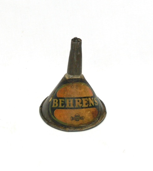 Behren's Metal Mini Funnel with original paper label. 2-1/4" DIA x 3-1/2".
