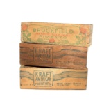 3- Early Century Wood Cheese Boxes Swift's Brookfield Pimento Chicago Il 12