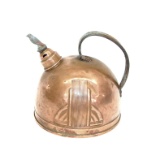 Old Art Deco Copper Teal Kettle with Whistling Bird Finial. The Finial and