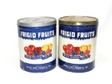 (2) Vintage Frigid Fruit Tin Canisters. Packed by Frigid Food Products, Inc