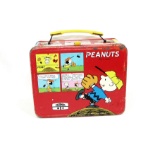 1965 Peanuts Metal Lunch Box with Thermos. Missing Thermos Cup/Cap.   8