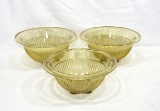 (3) 1930s Fedreal Glass Co. Golden Glow Pattern Mixing/Serving Bowls. Two a