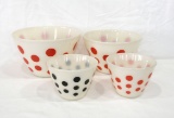 (4) 1940s-50s Fire-King Oven Ware Splash Proof Mixing/Serving Bowls. Red &