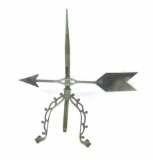 Antique Short Lighgtning Rod with Mounting Bracket and Weather Vane Arrow.