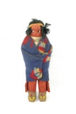 Early 1900's Native American Composition Skookum Doll. Eyes Looking Right.