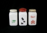 (3) Misc Vintage McKee Milk Glass Salt and Pepper Shakers.  4-1/2