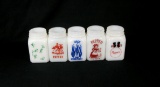 (5) Misc. Assorted Vintage McKee Milk Glass Salt and Pepper Shakers.   3-1/