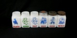 (6) Misc. Assorted Vintage McKee Milk Glass Salt and Pepper and Spice Shake