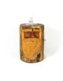 Hand Crafted Wooden Wizard Face Oil Outdoor Candle. Red Cedar Wood Carving