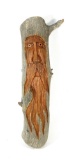 Hand Crafted Wooden Wizard Face on a Piece of Juniper Wood. Carving Done By
