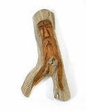 Hand Crafted Wooden Wizard Face on a Piece of Juniper Wood. Carving Done By