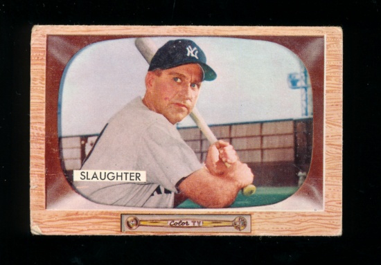 1955 Bowman Baseball Card #60 Hall of Famer Enos Slaughter New York Yankees