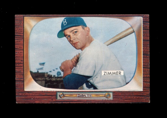 1955 Bowman ROOKIE Baseball Card #65 Rookie Don Zimmer Brooklyn Dodgers.  E