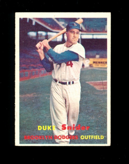 1957 Topps Baseball Card #170 Hall of Famer Duke Snider Brooklyn Dodgers. E