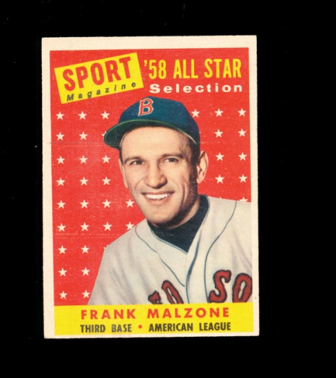 1958 Topps All Star Baseball Card #481 Frank Malzone Boston Red Sox. EX to