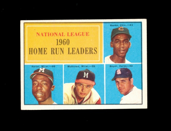 1961 Topps Baseball Card #43 National League 1960 Home Run Leaders Aaron, B